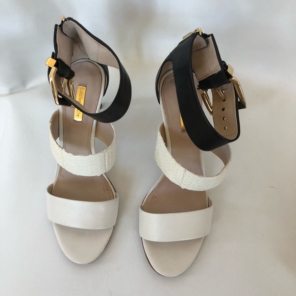 🔴SOLD🔴Louise et Cie Ivory & Black Leather Heels - Picture 3 of 8